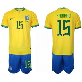Brasilien Fabinho 15 Børn Hjemme VM 2022 - Fodboldtrøjer (S/S)